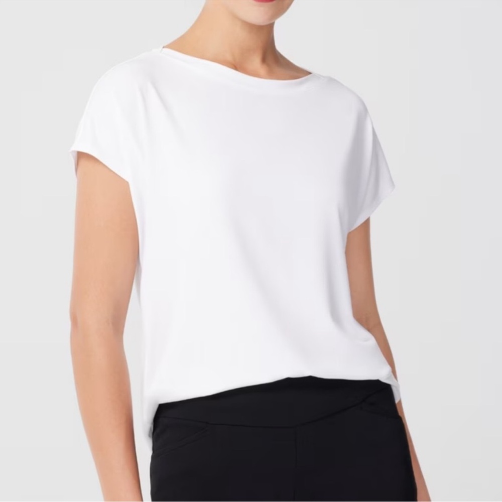 NWT CHICOS STELLA BOAT TOP SS BASIC KNIT WOMEN SZ XL IN ALABASTER WHITE